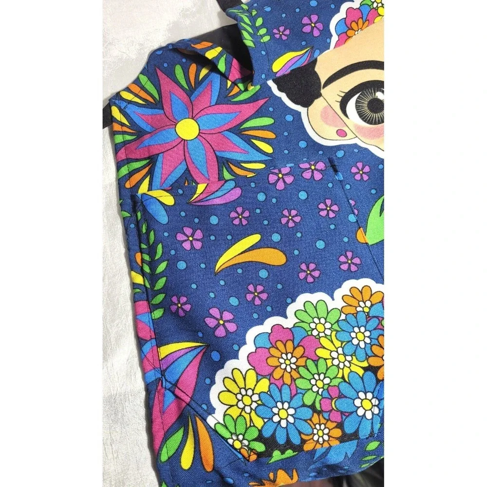Mandil Mexican Frida Cartoon‎ Character Otomi Cotton Apron w/ Pocket Pattern #1
